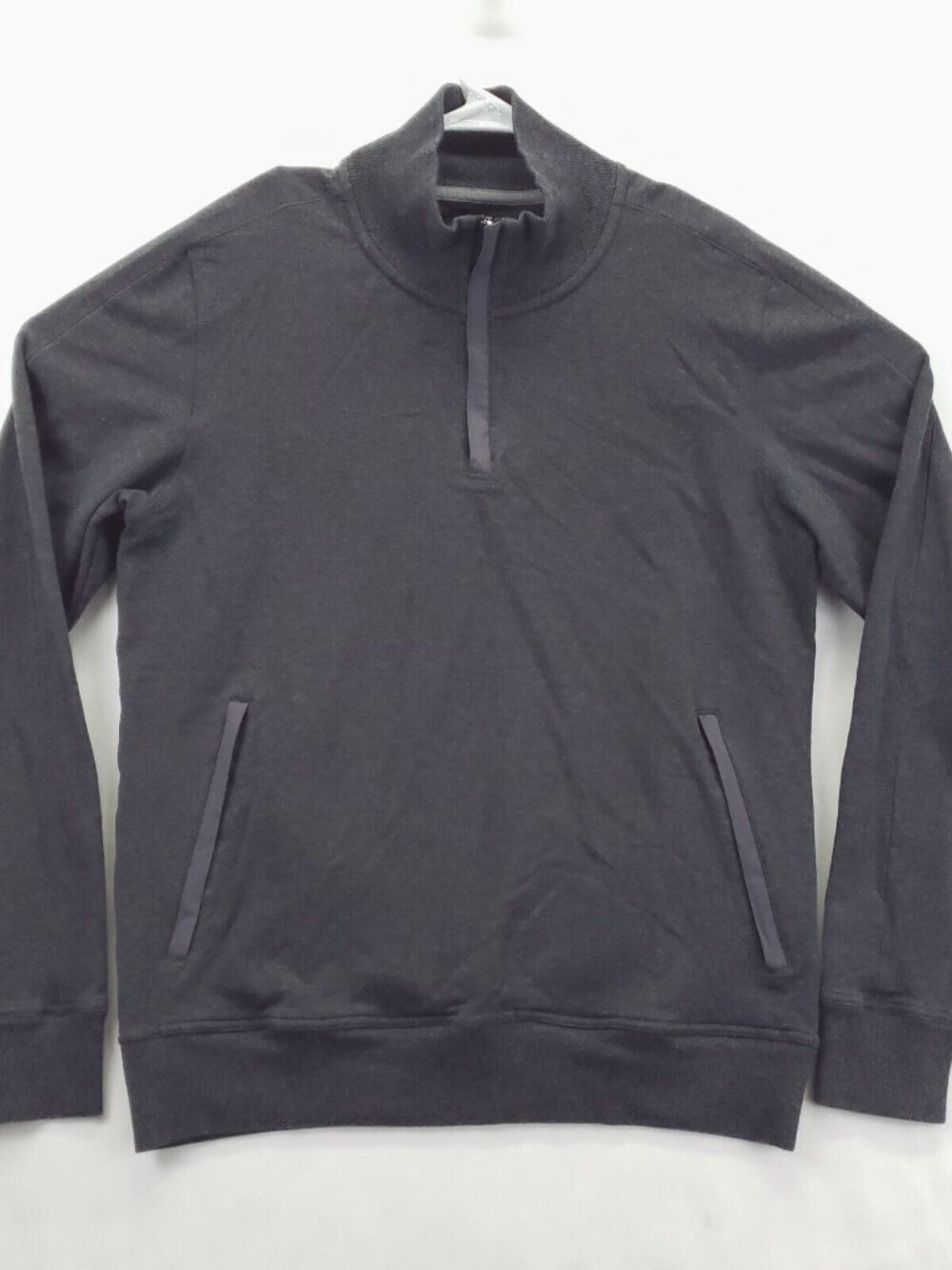 Mack Weldon Sweater Mens Large Gray Cotton Stretch Mock Neck 1/4 Zip Pullover